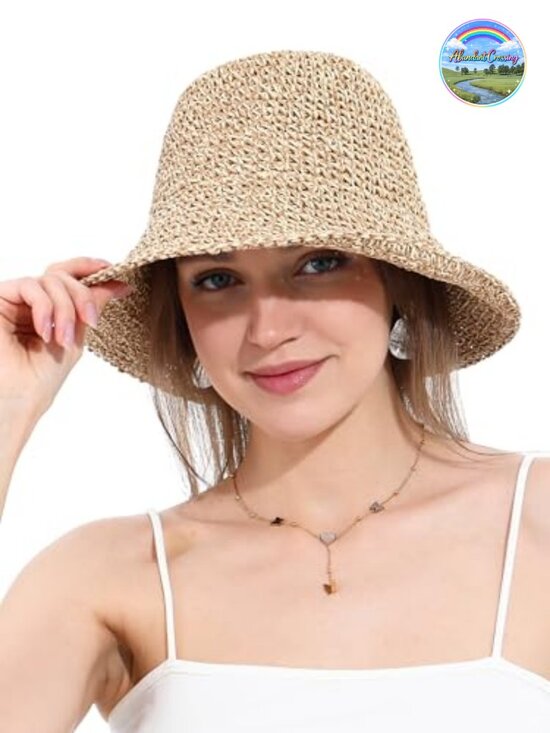 Handmade Straw Bucket Hat UV Protection Foldable Travel Cap UPF 50+ main image 6